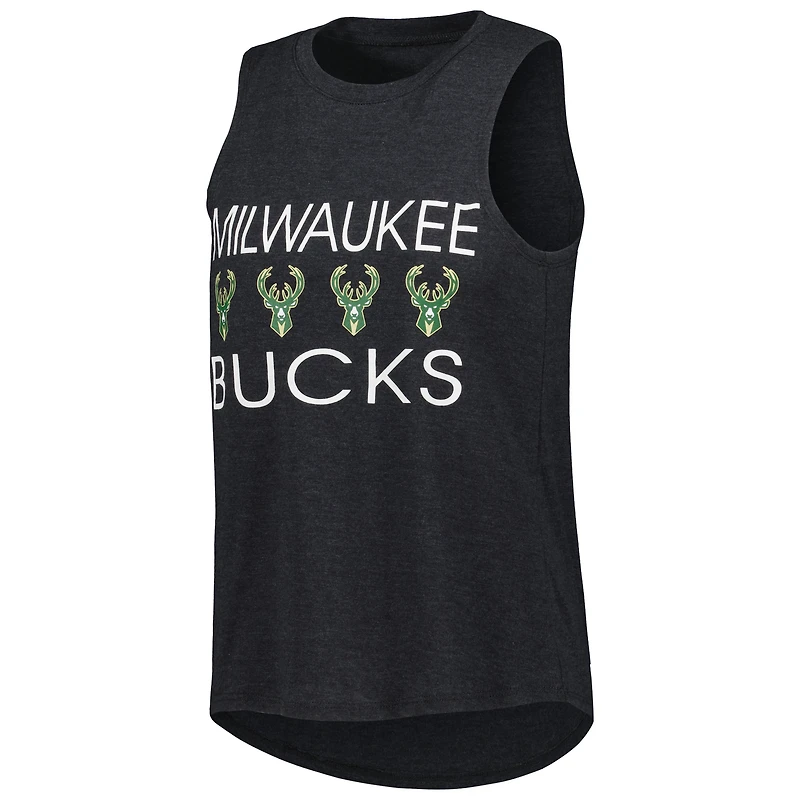 Ensemble de nuit avec débardeur et pantalon Concepts Sport pour femme Vert chasseur/noir Milwaukee Bucks Team