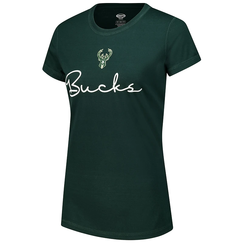 Ensemble de nuit pour femme avec t-shirt et pantalon en flanelle Milwaukee Bucks Vector Hunter Green/Black Concepts Sport