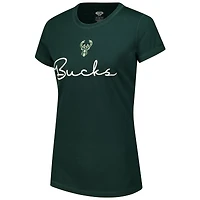 Ensemble de nuit pour femme avec t-shirt et pantalon en flanelle Milwaukee Bucks Vector Hunter Green/Black Concepts Sport