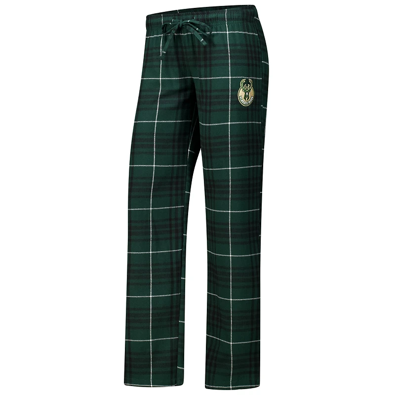 Ensemble de nuit pour femme avec t-shirt et pantalon en flanelle Milwaukee Bucks Vector Hunter Green/Black Concepts Sport