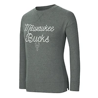 T-shirt à manches longues Rigor pour femme Concepts Sport Hunter Green Milwaukee Bucks