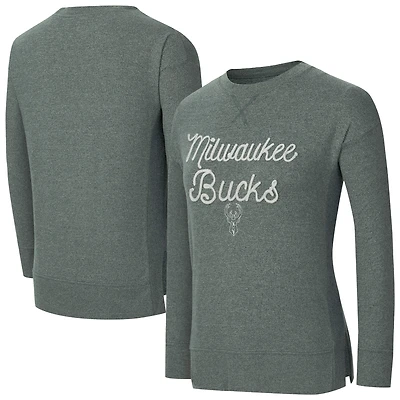 T-shirt à manches longues Rigor pour femme Concepts Sport Hunter Green Milwaukee Bucks