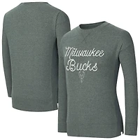 T-shirt à manches longues Rigor pour femme Concepts Sport Hunter Green Milwaukee Bucks