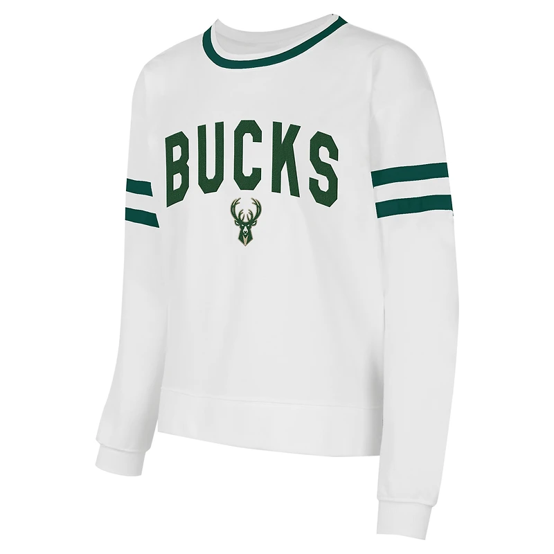 SweaTop à capuche blanc Milwaukee Bucks Borough pour femme Concepts Sport