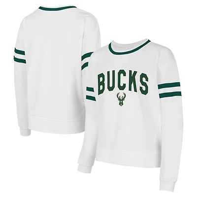 SweaTop à capuche blanc Milwaukee Bucks Borough pour femme Concepts Sport