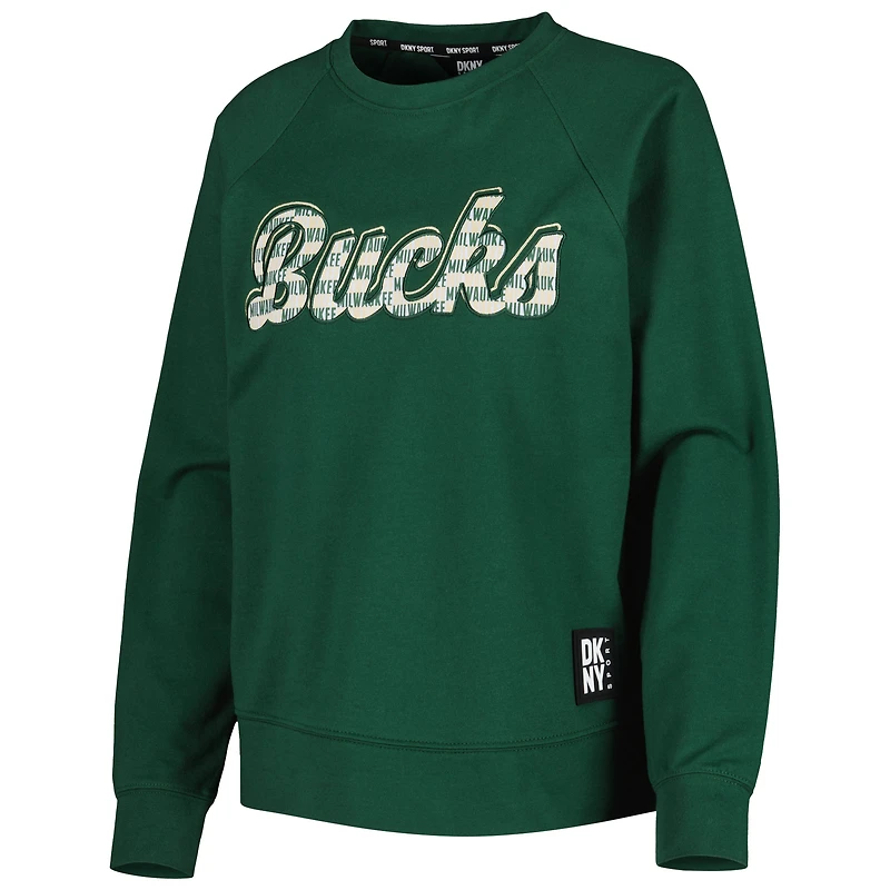 Sweat-shirt à manches raglan DKNY Sport pour femme Milwaukee Bucks Regina vert chasseur