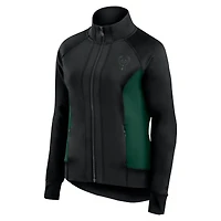 Veste de survêtement sport ajustée et zippée Milwaukee Bucks Studio Fanatics pour femmes noire
