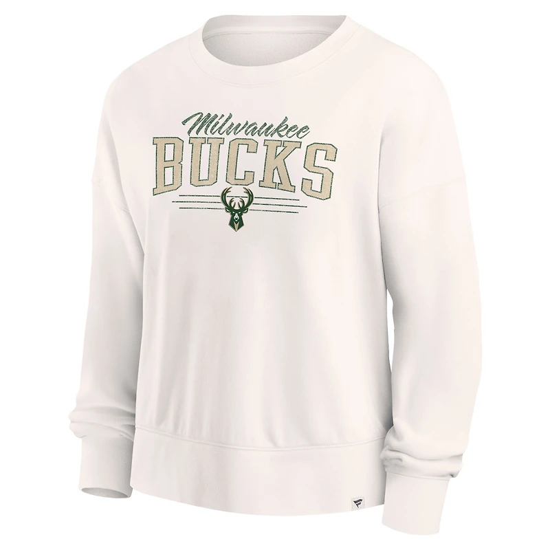 Sweat-shirt Fanatics Cream Milwaukee Bucks Close the Game pour femmes
