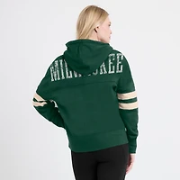 Sweat à capuche col en V Fanatics Hunter Green Milwaukee Bucks Bold Move Dolman pour femmes