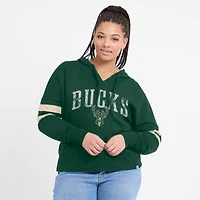 Sweat à capuche col en V Fanatics Hunter Green Milwaukee Bucks Bold Move Dolman pour femmes