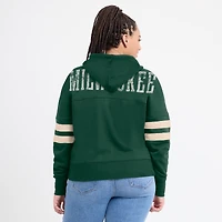 Sweat à capuche col en V Fanatics Hunter Green Milwaukee Bucks Bold Move Dolman pour femmes