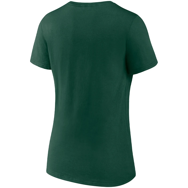 Fanatics Hunter Green Milwaukee Bucks Hometown Collection Brew City T-shirt à col en V pour femmes