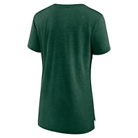 T-shirt triple mélange Fanatics Hunter Green Milwaukee Bucks League Leader pour femmes
