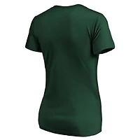 Women's Fanatics Hunter Green Milwaukee Bucks Primary Logo Team V-Neck T-Shirt