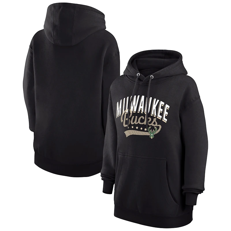 Sweat à capuche G-III 4Her pour femme par Carl Banks, noir, avec logo en filigrane des Milwaukee Bucks