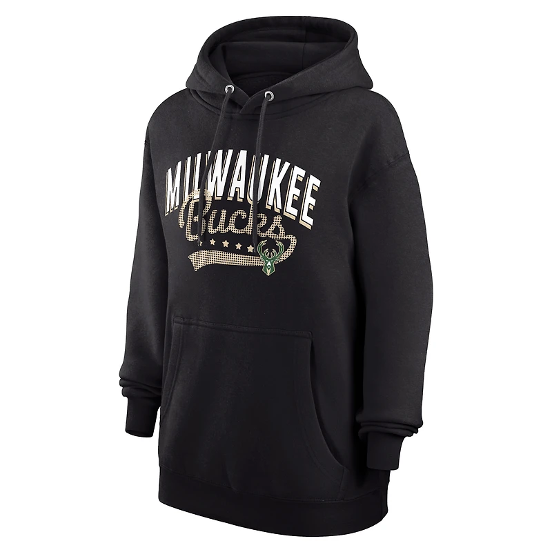Sweat à capuche G-III 4Her pour femme par Carl Banks, noir, avec logo en filigrane des Milwaukee Bucks
