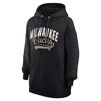 Sweat à capuche G-III 4Her pour femme par Carl Banks, noir, avec logo en filigrane des Milwaukee Bucks