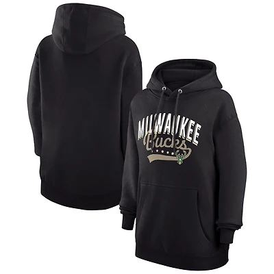 Sweat à capuche G-III 4Her pour femme par Carl Banks, noir, avec logo en filigrane des Milwaukee Bucks