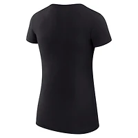T-shirt léger G-III 4Her pour femme par Carl Banks, coupe ultra-ajustée, noir, avec grand logo de la ville, Milwaukee Bucks