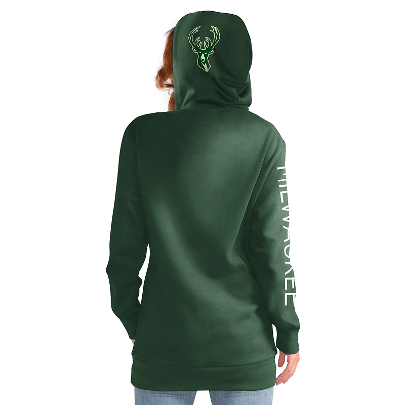 Sweat à capuche G-III 4Her pour femme par Carl Banks Green Milwaukee Bucks Base Coach