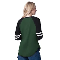 T-shirt thermique à manches longues en tricot gaufré G-III 4Her by Carl Banks pour femme, vert chasseur/crème, Milwaukee Bucks Winner