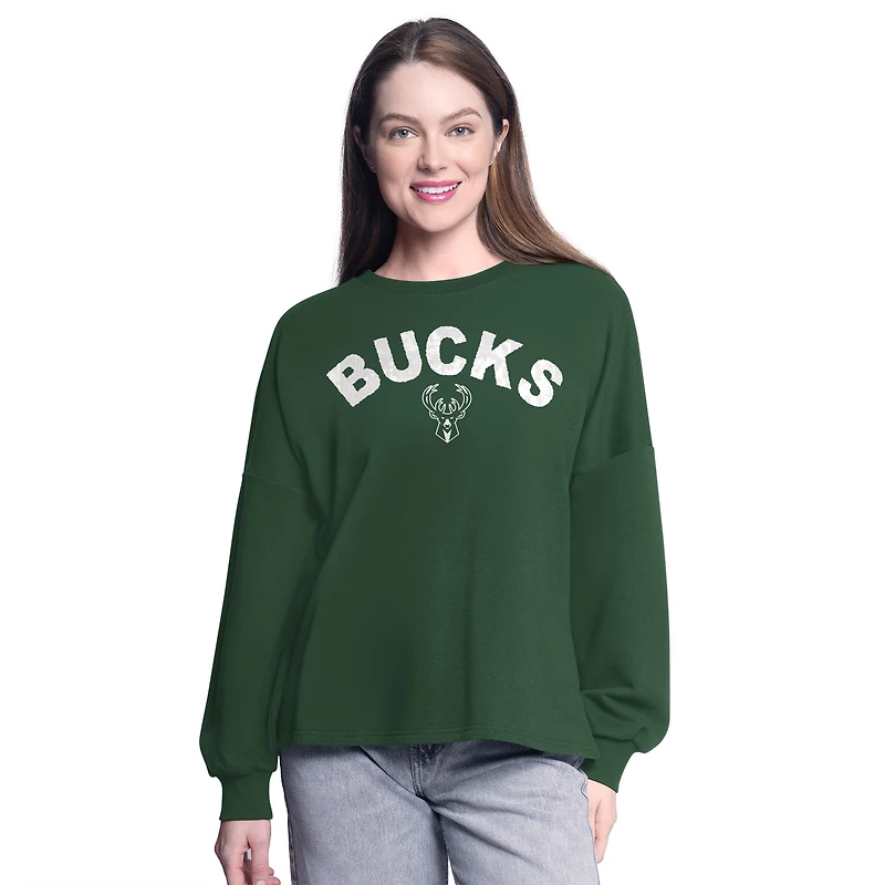 Sweat-shirt de sport G-III 4Her pour femme par Carl Banks Hunter Green Milwaukee Bucks