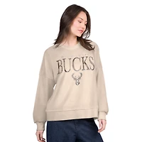 Women's G-III 4Her by Carl Banks Natural Milwaukee Bucks Oversized Vet II Sweatshirt