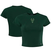 Women's Hype and Vice  Hunter Green Milwaukee Bucks Small Logo Cropped Baby T-Shirt