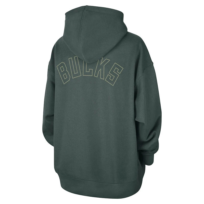 Women's Jordan Brand Green Milwaukee Bucks Courtside Statement Edition Oversize Pullover Hoodie