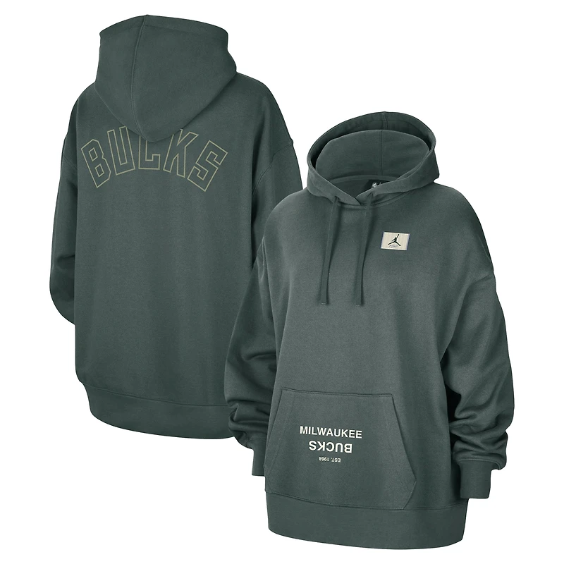 Women's Jordan Brand Green Milwaukee Bucks Courtside Statement Edition Oversize Pullover Hoodie