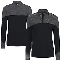 Haut à glissière quart de tour noir rayures classiques des Milwaukee Bucks pour femme Levelwear