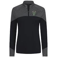Haut à glissière quart de tour noir rayures classiques des Milwaukee Bucks pour femme Levelwear