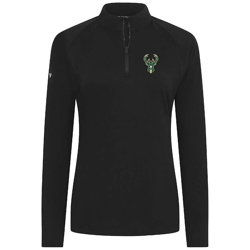 Women's Levelwear Black Milwaukee Bucks Flex Insignia 2.0 Quarter-Zip Top