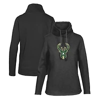 Sweat-shirt à col cheminée Loop Core noir pour femme Levelwear des Milwaukee Bucks