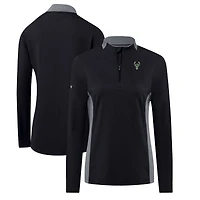 Pull-over noir à fermeture éclair quart de tour Moxie Insignia Core pour femme des Milwaukee Bucks Levelwear