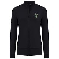 Veste zippée noire pour femme Levelwear Milwaukee Bucks Shine