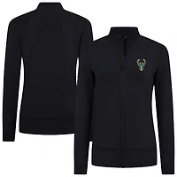 Veste zippée noire pour femme Levelwear Milwaukee Bucks Shine