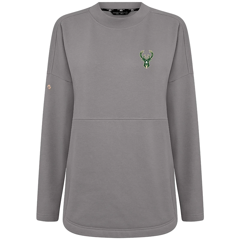 Sweat-shirt gris Beaudry pour femme des Milwaukee Bucks de Levelwear