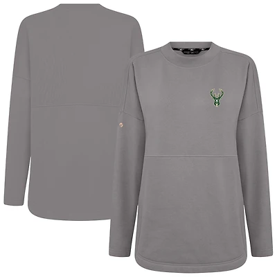Sweat-shirt gris Beaudry pour femme des Milwaukee Bucks de Levelwear