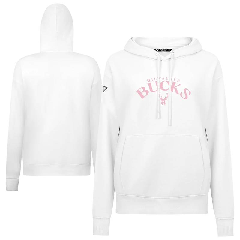 Women's Levelwear  White Milwaukee Bucks Mother's Day Adorn Arched Pullover Hoodie