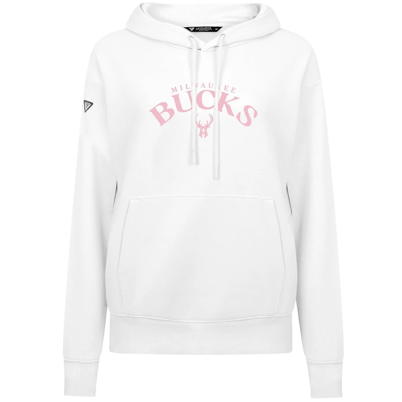 Women's Levelwear  White Milwaukee Bucks Mother's Day Adorn Arched Pullover Hoodie