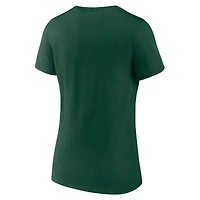 T-shirt à col en V pour femme avec logo athlétique vert chasseur des Milwaukee Bucks.