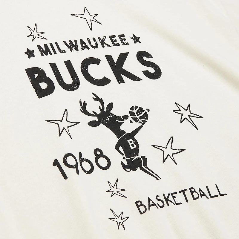 Sweat-shirt à capuche Mitchell & Ness pour femme Milwaukee Bucks Hardwood Classics crème