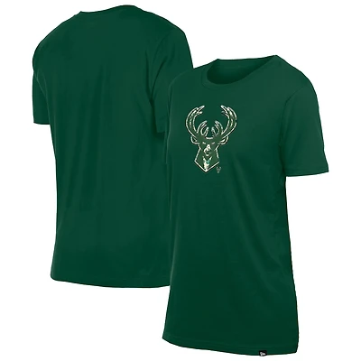 T-shirt à fleurs glam game vert chasseur Milwaukee Bucks New Era pour femme