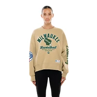 Sweat-shirt New Era beige pour femme, édition City des Milwaukee Bucks 2025/26