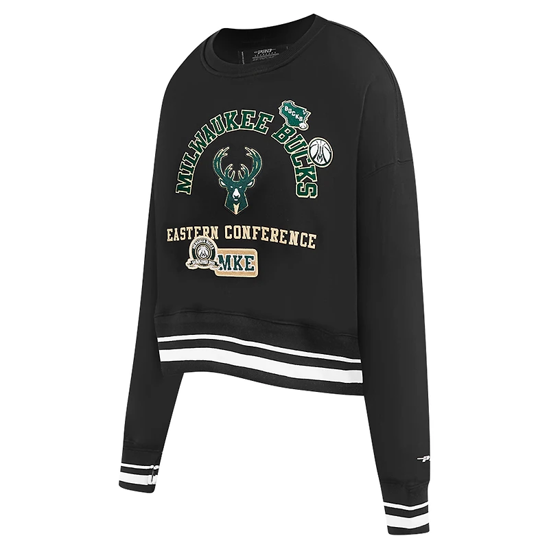 Sweat-shirt court Pro Standard pour femme, noir, Milwaukee Bucks Area Code