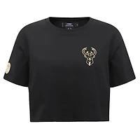T-shirt noir Pro Standard pour femmes des Milwaukee Bucks Holiday Glam Boxy