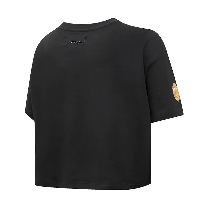 Women's Pro Standard Black Milwaukee Bucks Holiday Glam Boxy T-Shirt