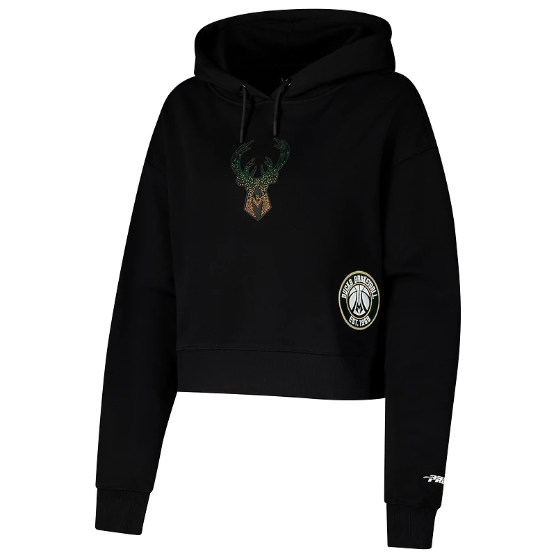 Sweat à capuche court Pro Standard pour femme, motif Jewels des Milwaukee Bucks, noir