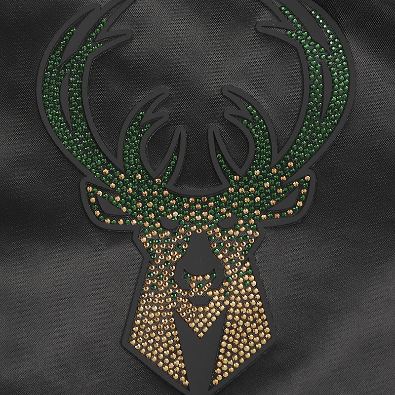 Veste Pro Standard noire à boutons-pression en satin et strass pour femme des Milwaukee Bucks